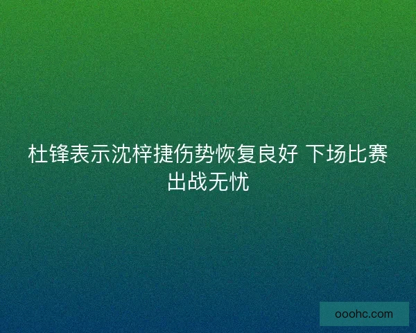 杜锋表示沈梓捷伤势恢复良好 下场比赛出战无忧